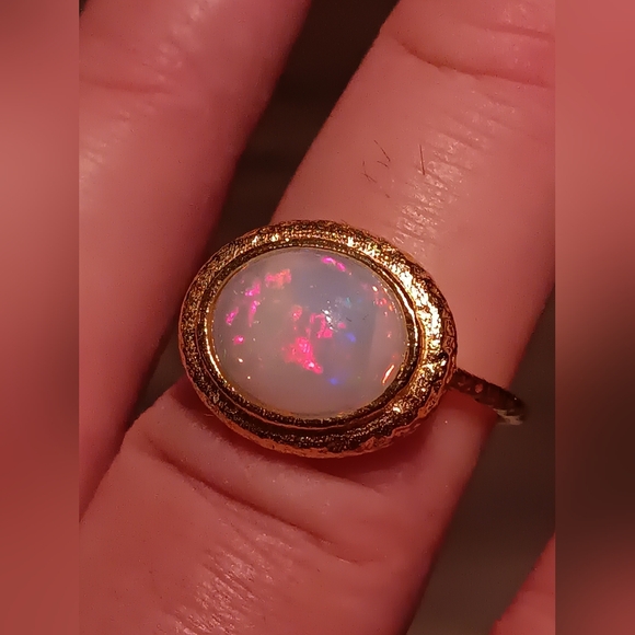 Exclusive Huge Ethiopian Opal Ring Gold Over Sterling Silver New - Picture 11 of 16